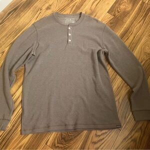 Eddie Bauer Men's Gray Long-Sleeve Henley Knit Shirt size XL - BRAND NEW